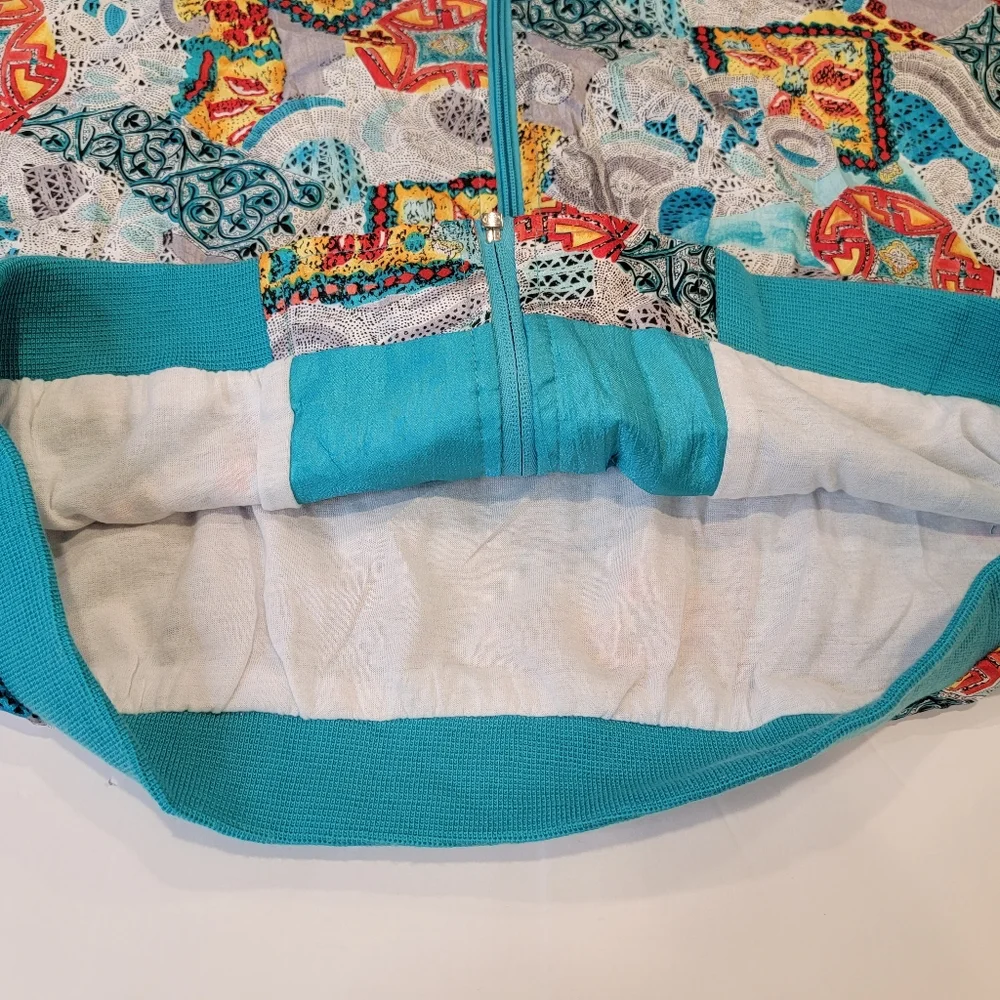 Vintage Casual Isle Dolman Sleeve Full Zip Printed Jacket 90s Y2K Size Medium
